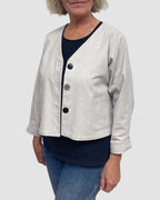 Cotton Canvas Cropped Jacket Vintage Buttons Layering | Engayla