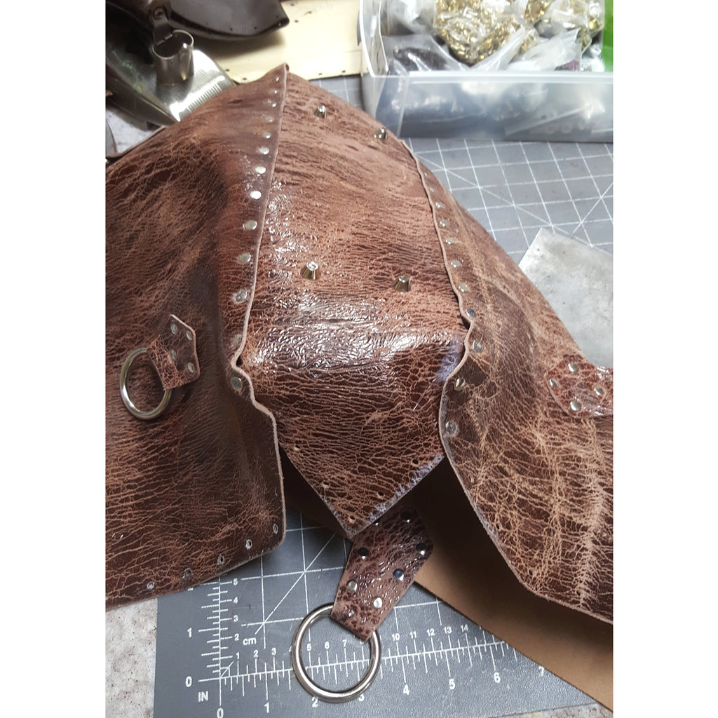 Brown Distressed Leather Purse Riveted Silver Feet | Engayla