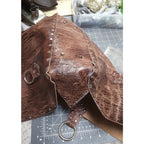Brown Distressed Leather Purse Riveted Silver Feet | Engayla