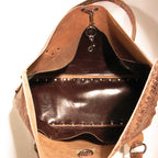 Brown Distressed Leather Purse Riveted Silver Feet | Engayla