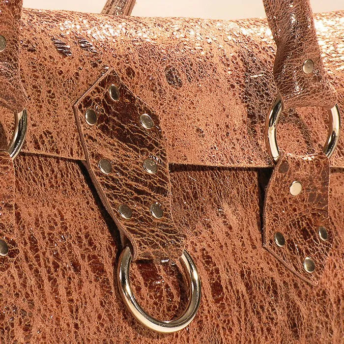 Brown Distressed Leather Purse Riveted Silver Feet | Engayla