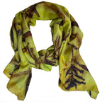 Chartreuse Eco Print Silk Scarf Fireweed Hand Dyed | Engayla