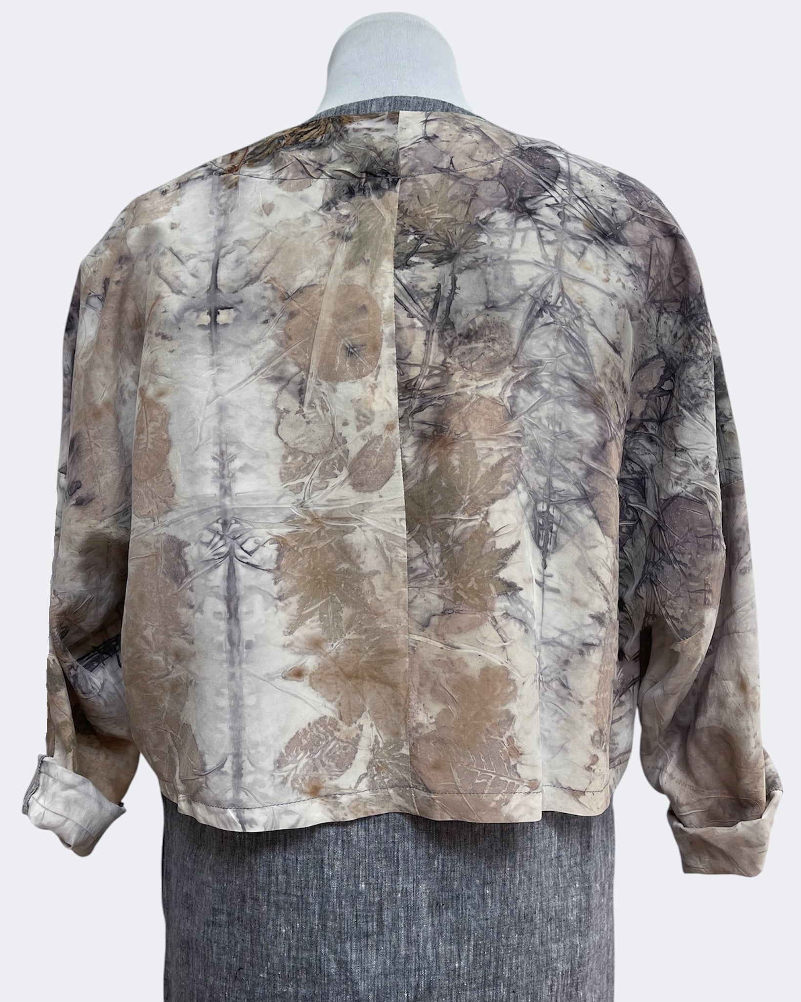 Plant Print Silk Bolero Jacket Eco Dyed Natural Engayla