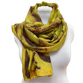 Chartreuse Eco Print Silk Scarf Fireweed Hand Dyed, handmade in Seattle by Angela Ehrig
