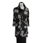Grey Circle Knit Asymmetrical Jacket Vintage Buttons Engayla