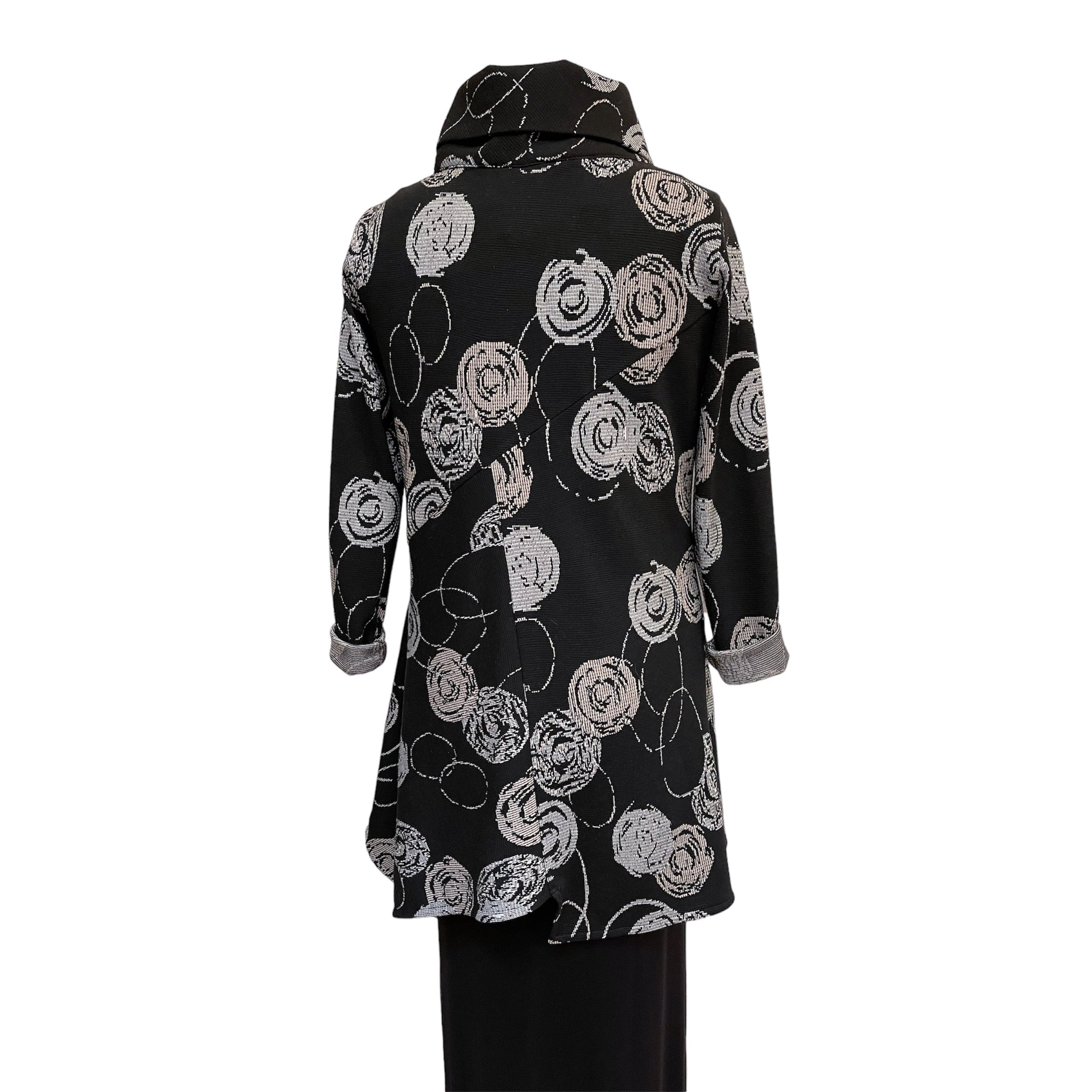 Grey Circle Knit Asymmetrical Jacket Vintage Buttons Engayla