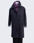 Charcoal Hand-Dyed Cotton Fleece Long Jacket Button Loop, handmade in Seattle by Angela Ehrig