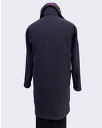 Charcoal Hand-Dyed Cotton Fleece Long Jacket Button Loop | Engayla