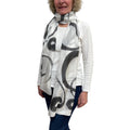 Off White Black Hand Painted Silk Scarf Abstract, handmade in Seattle by Angela Ehrig