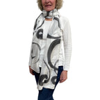 Off White Black Hand Painted Silk Scarf Abstract | Engayla