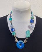 Lapis Turquoise Pearl Sterling Silver Choker Necklace | Engayla