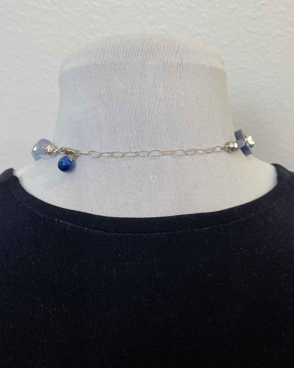 Lapis Turquoise Pearl Sterling Silver Choker Necklace | Engayla