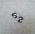 Black Leather Pearl Earrings S-Shape Freshwater | Engayla
