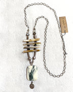 Marble Freshwater Pearl Pendant Necklace Pewter Silver | Engayla