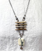 Marble Freshwater Pearl Pendant Necklace Pewter Silver | Engayla