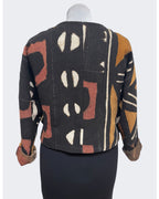 Black White Rust Mud Cloth Bolero Jacket Horn Button | Engayla