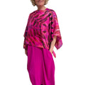 Pink Eco Print Silk Poncho Wedding Guest Wrap, handmade in Seattle by Angela Ehrig