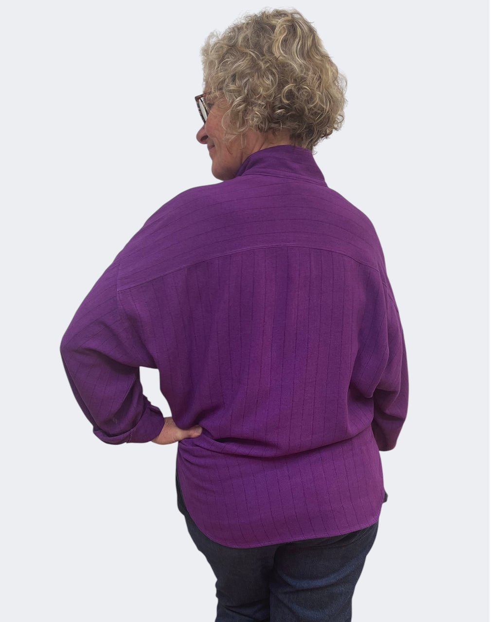 Purple Linen Viscose Boyfriend Shirt Hand Dyed | Engayla