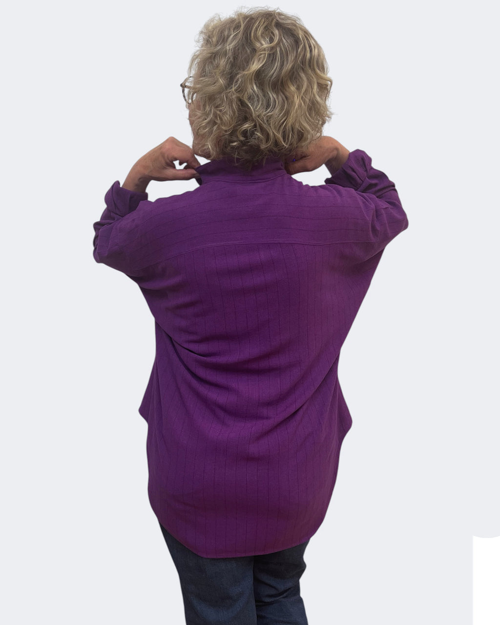 Purple Linen Viscose Boyfriend Shirt Hand Dyed | Engayla