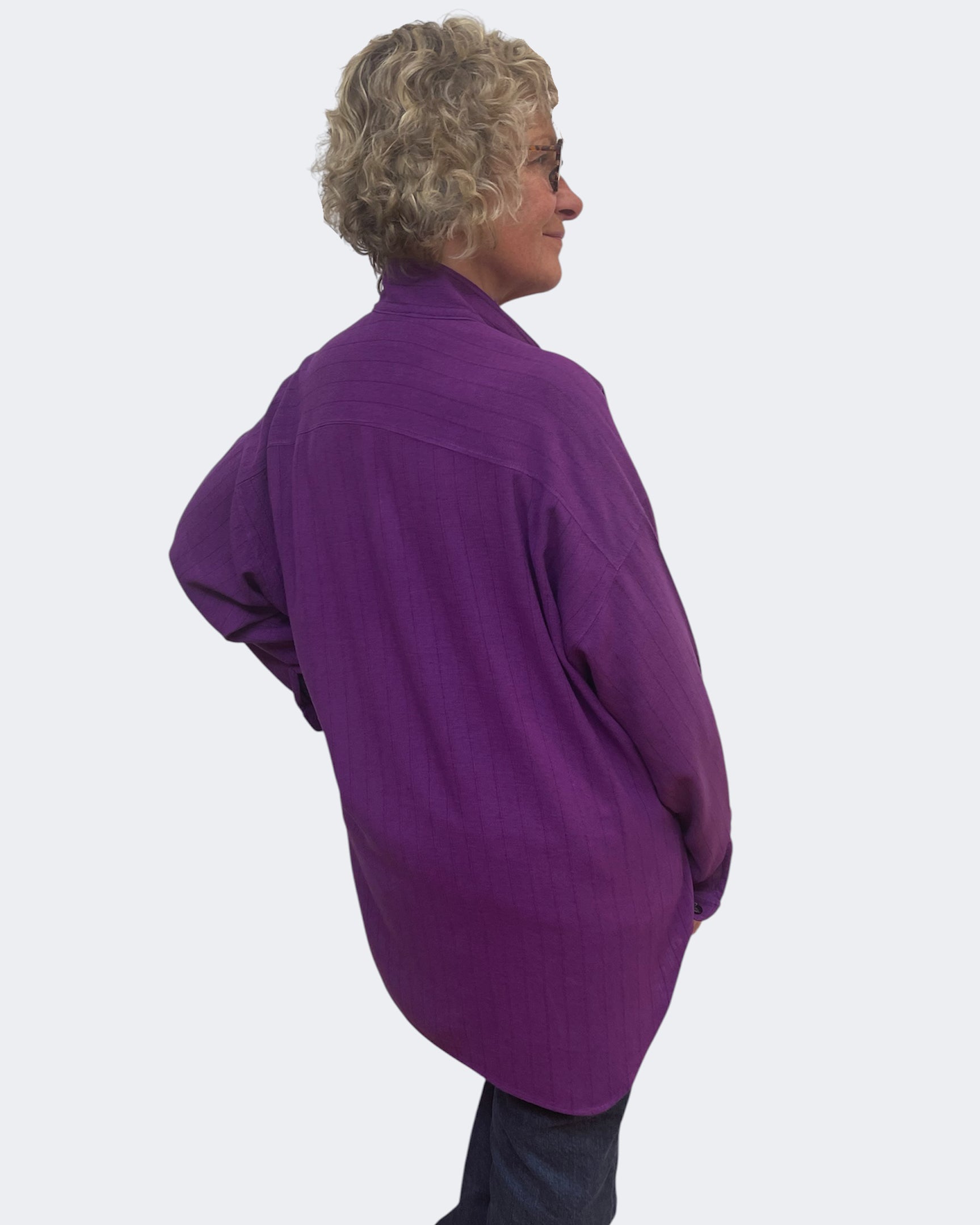 Purple Linen Viscose Boyfriend Shirt Hand Dyed | Engayla