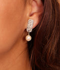 Sterling Silver Freshwater Pearl Dangle Earrings Textured, handmade in Seattle by Angela Ehrig