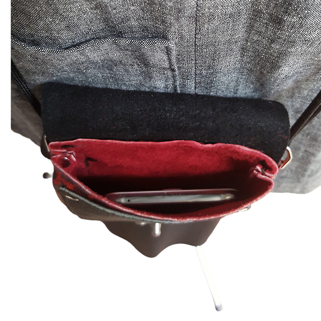 Red Black Leather Phone Crossbody Bag Swing Clasp | Engayla