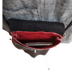 Red Black Leather Phone Crossbody Bag Swing Clasp | Engayla