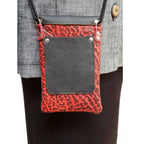 Red Black Leather Phone Crossbody Bag Swing Clasp | Engayla