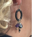Purple Amethyst Pearl Silver Dangle Earrings Silicone Ring Engayla
