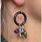 Purple Amethyst Pearl Silver Dangle Earrings Silicone Ring Engayla