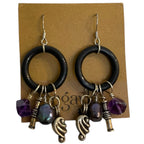 Purple Amethyst Pearl Silver Dangle Earrings Silicone Ring Engayla