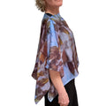 Black Walnut Eco Print Silk Poncho Wrap Natural Dye, handmade in Seattle by Angela Ehrig