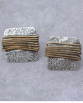 Sterling Silver Brass Wrap Square Earrings Antiqued, handmade in Seattle by Angela Ehrig