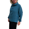 Teal Linen Cowl Neck Top Long Sleeve Relaxed Fit, handmade in Seattle by Angela Ehrig