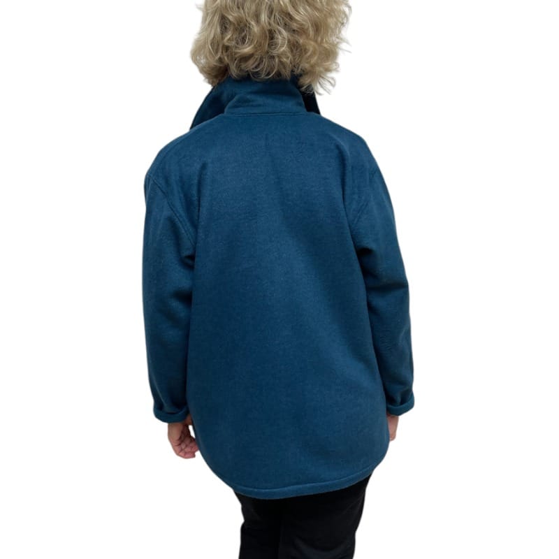 Teal Felted Wool Short Jacket Black Button Loop Pockets | Engayla