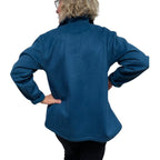 Teal Felted Wool Short Jacket Black Button Loop Pockets | Engayla