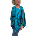 Turquoise Fireweed Eco Print Silk Poncho Botanical, handmade in Seattle by Angela Ehrig