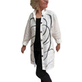 Hand-Painted White Linen Jacket with Vintage Buttons, handmade in Seattle by Angela Ehrig