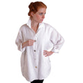 White Linen Oversized Jacket A-Line Vintage Buttons, handmade in Seattle by Angela Ehrig