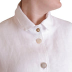 White Linen Oversized Jacket A-Line Vintage Buttons | Engayla