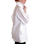 White Linen Oversized Jacket A-Line Vintage Buttons | Engayla