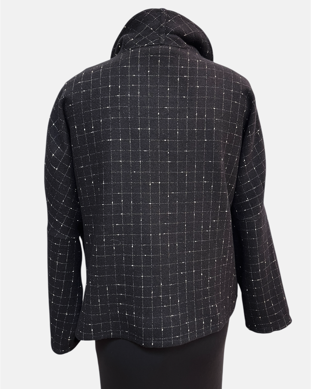 Black White Windowpane Wool Jacket Relaxed Fit | Engayla