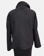 Black White Windowpane Wool Jacket Relaxed Fit | Engayla