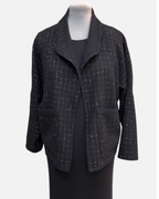 Black White Windowpane Wool Jacket Relaxed Fit | Engayla