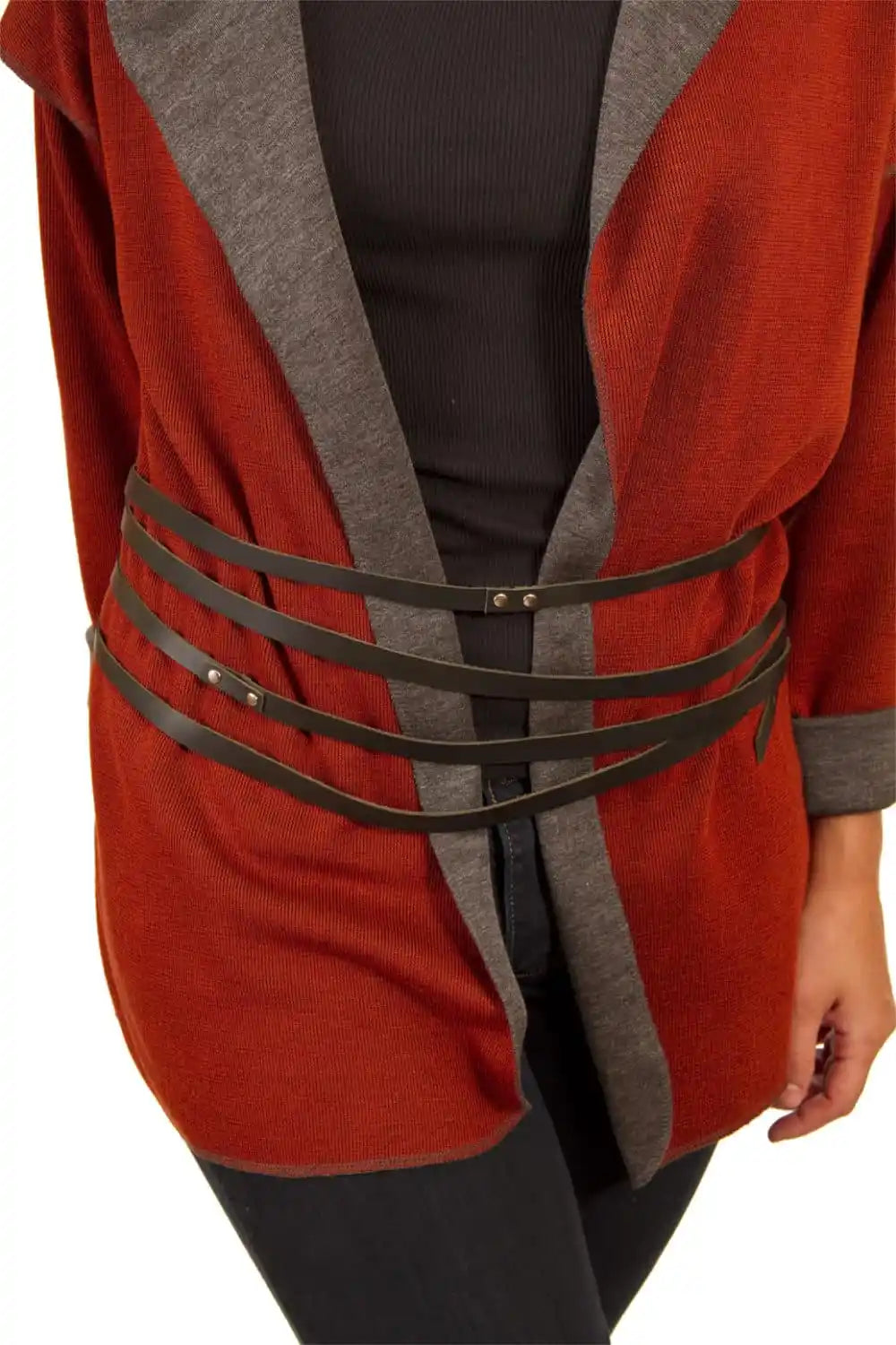 Black Leather Wrap Belt Four-Wrap Steel Ball Snap | Engayla
