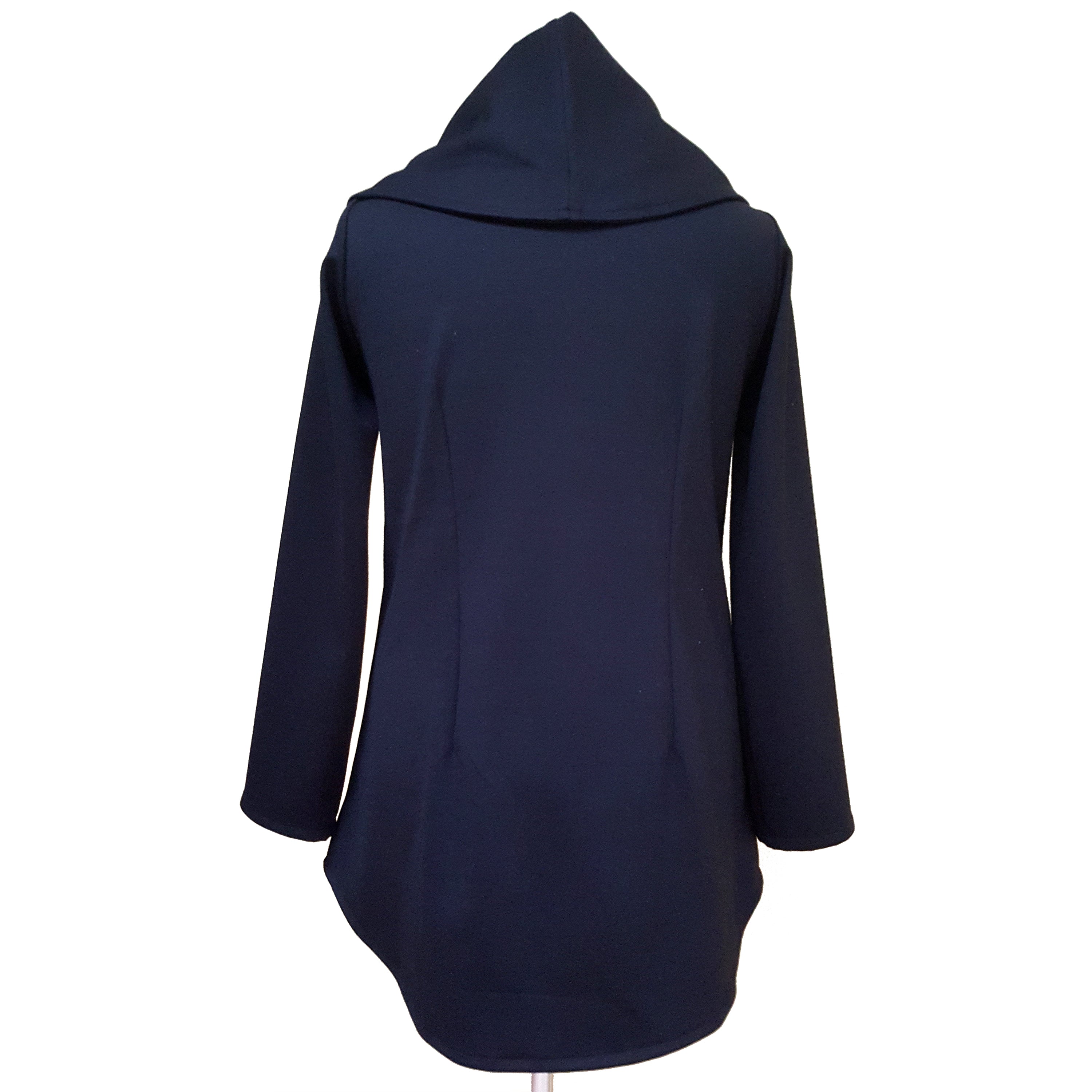 Black Knit Asymmetrical Moto Jacket Silver Zip Tencel | Engayla