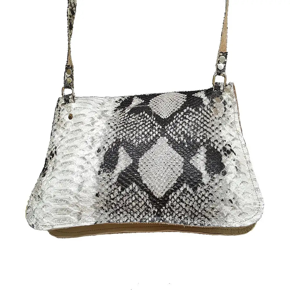 Scale Embossed Leather Crossbody Purse Snap Closure | Engayla