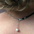 Freshwater Pearl Leather Cord Necklace Silver Wrapped | Engayla