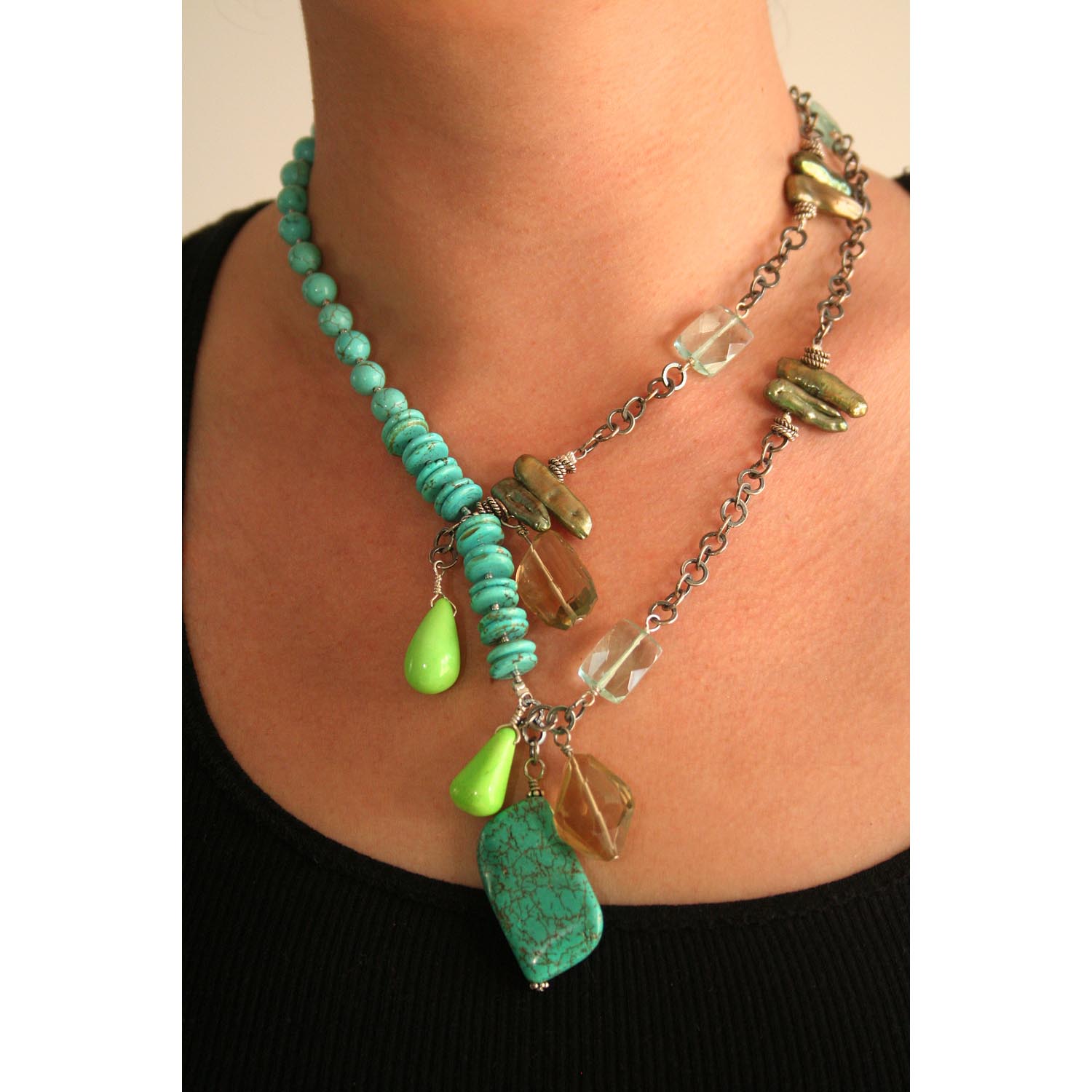 Asymmetrical turquoise necklace