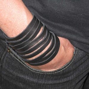 Black leather multistrap cuff
